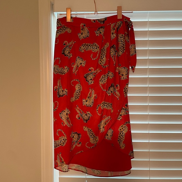 Hutch Red Leopard Print Midi Skirt - Picture 1 of 3